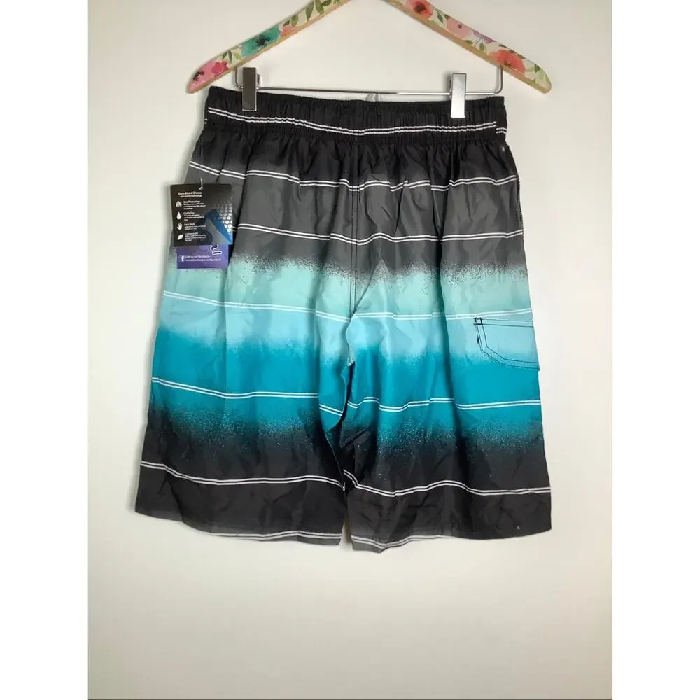 Kanu Surf Men's Medium Black/Aqua Stripped Apollo 9